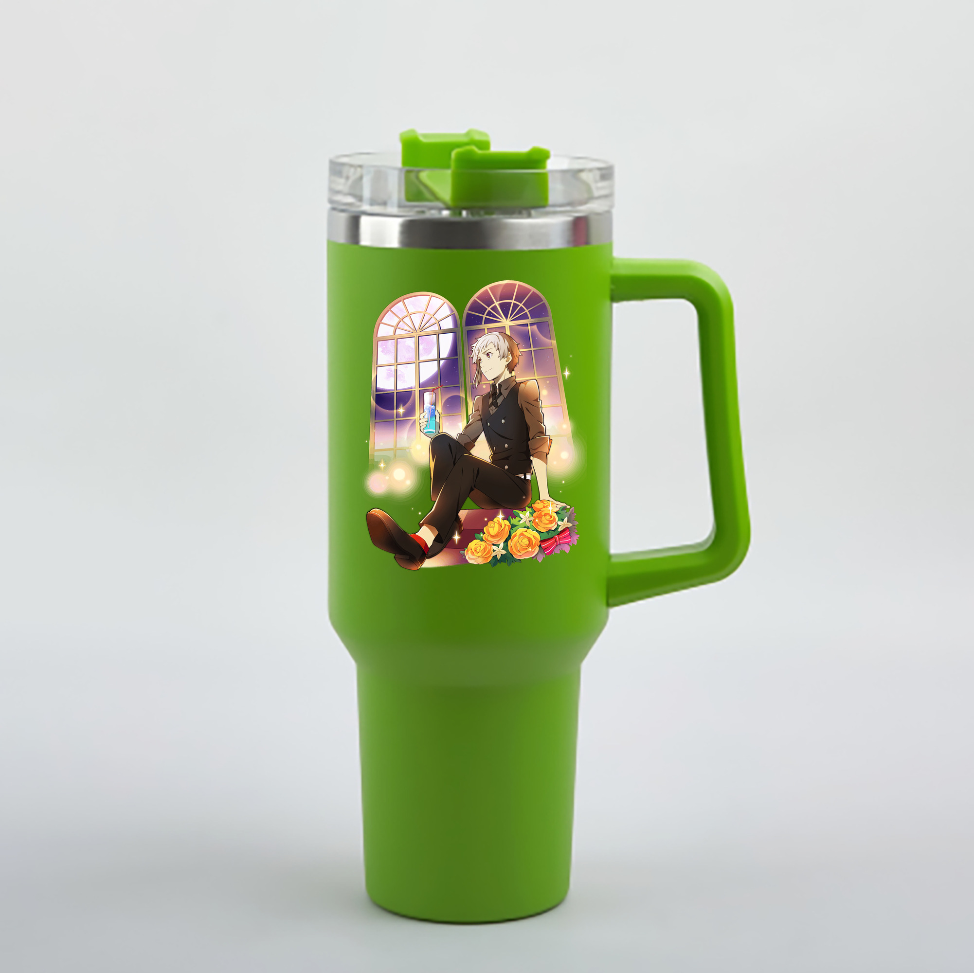 （画像用） 文豪ストレイドッグス Bungo Stray Dogs 1200mL車用タンブラー - クリスタルステッカー（プラスチックストロー付き）
